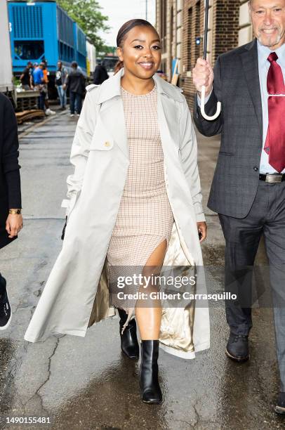 Quinta Brunson is seen leaving after delivering the keynote address at the 2023 Graduate School of Education at the University of Pennsylvania on May...