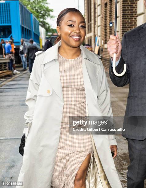 Quinta Brunson is seen leaving after delivering the keynote address at the 2023 Graduate School of Education at the University of Pennsylvania on May...