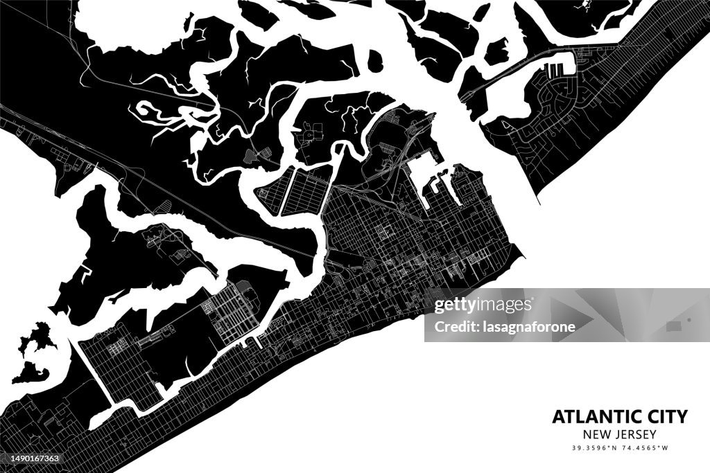 Atlantic City, New Jersey, USA Vector Map