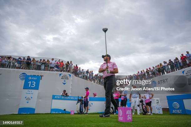 Jason Day of Australia watches his drive on hole during the Final Round of the AT&T Byron Nelson at TPC Craig Ranch on May 14, 2023 in McKinney,...