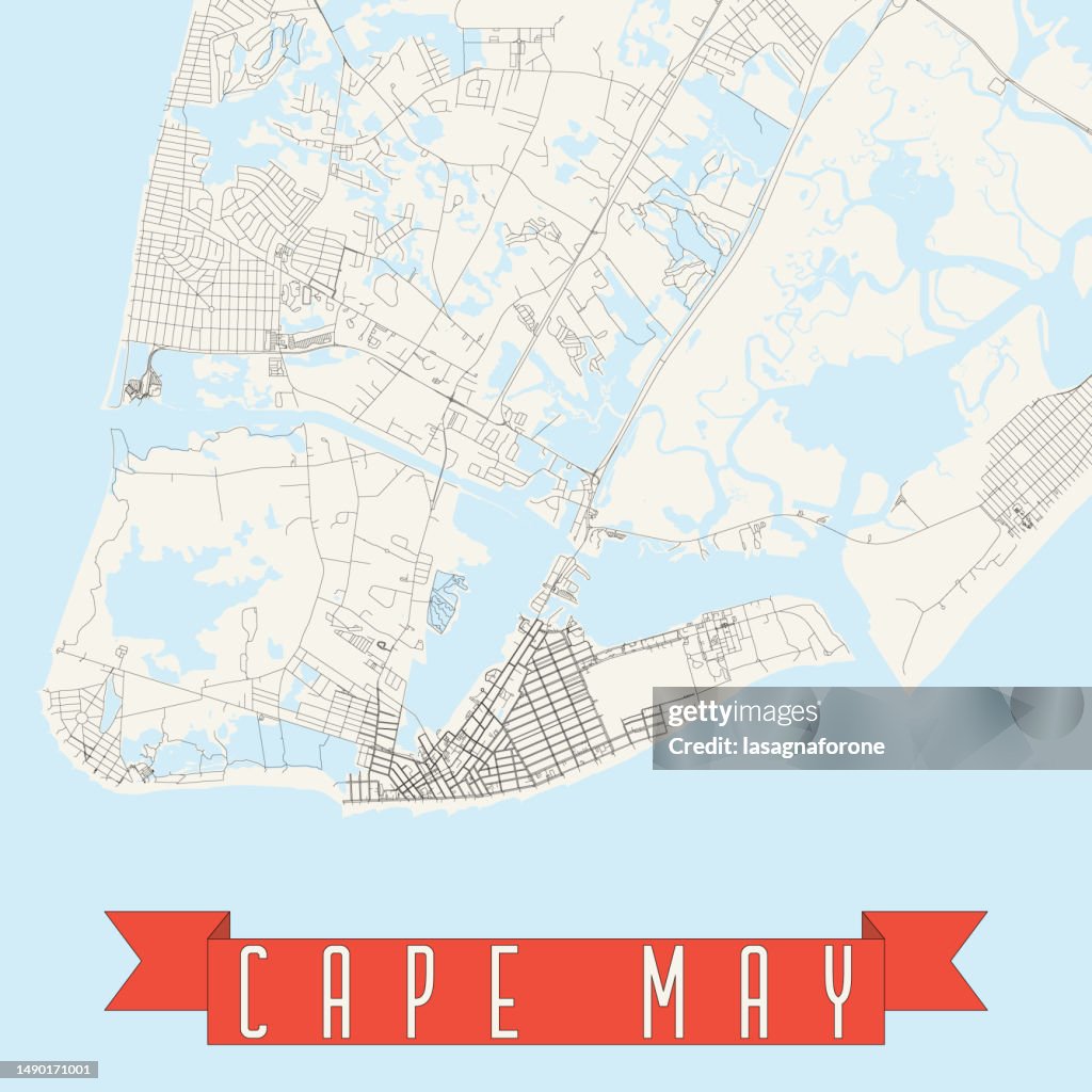 Cape May, New Jersey, USA Vector Map