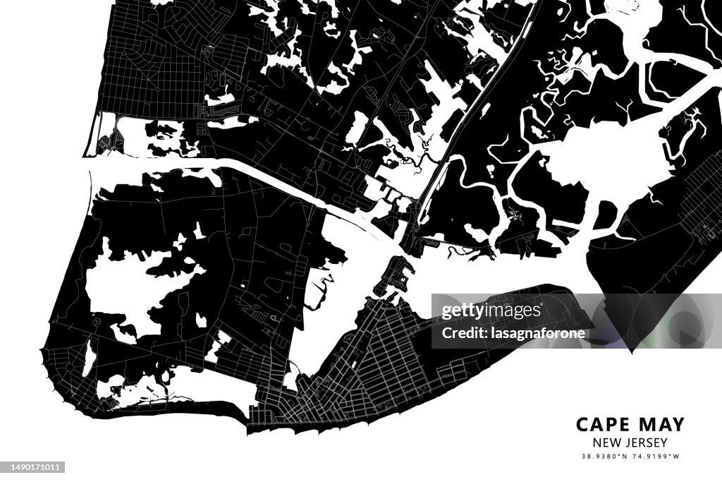 Cape May, New Jersey, USA Vector Map