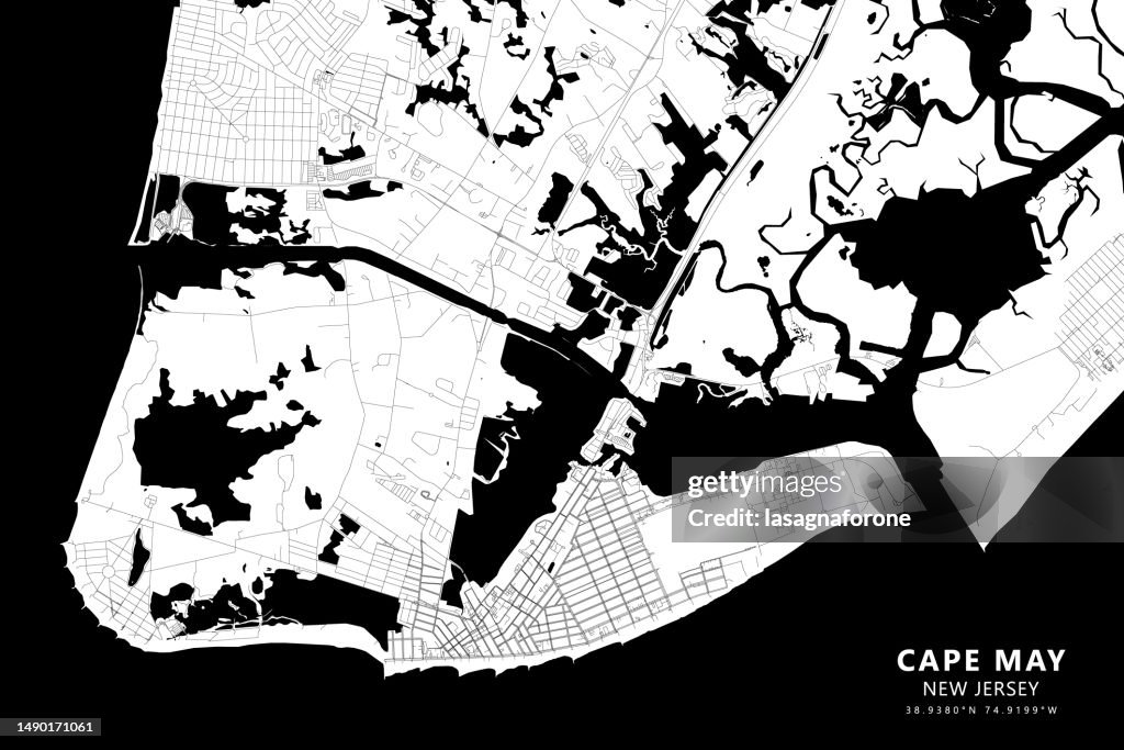 Cape May, New Jersey, USA Vector Map