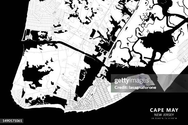 cape may, new jersey, usa vector map - delaware bay 幅插畫檔、美工圖案、卡通及圖標