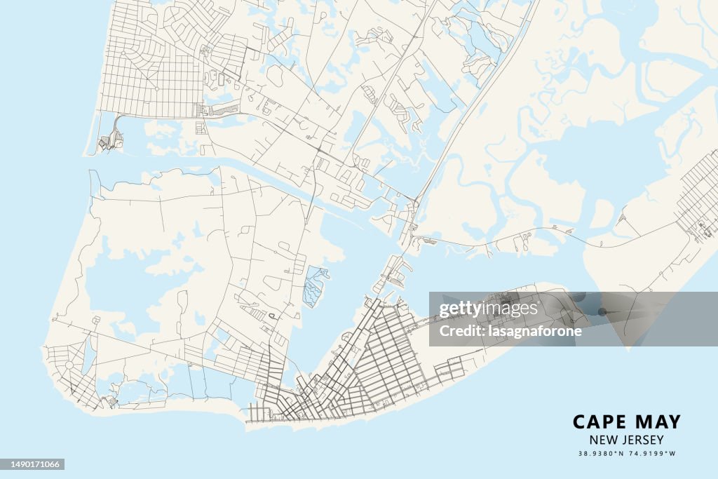 Cape May, New Jersey, USA Vector Map