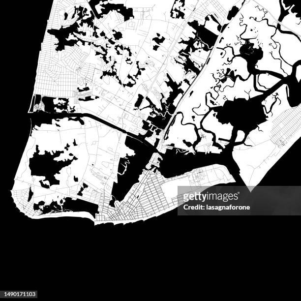 cape may, new jersey, usa vector map - delaware bay stock illustrations