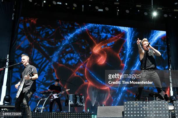 Jerry Horton and Jacoby Shaddix of Papa Roach perform during Sick New World music festival at the Las Vegas Festival Grounds on May 13, 2023 in Las...