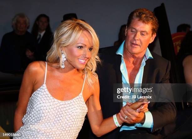 David Hasselhoff and girlfriend Hayley Roberts celebrate his 60th birthday at Greystone Manor Supperclub on July 21, 2012 in Los Angeles, California.