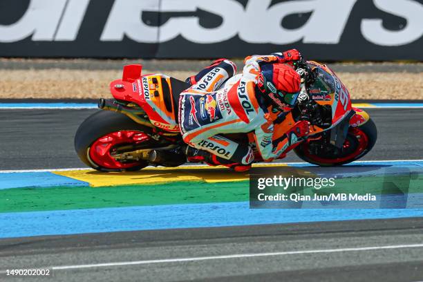 Marc Marquez of Spain and Repsol Honda Team competes during the MotoGP of France - Race at Circuit Bugatti on May 14, 2023 in Le Mans, France.