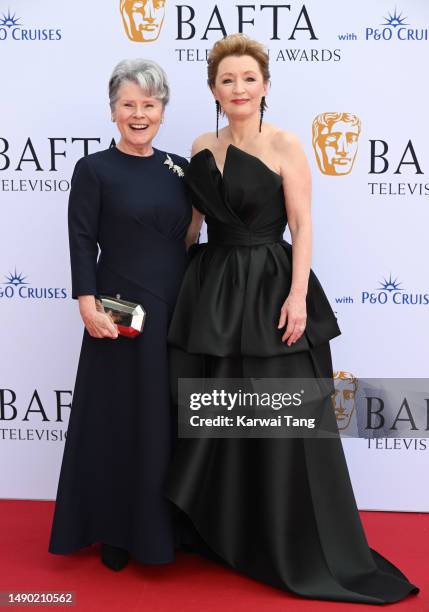 Imelda Staunton and Lesley Manville attend the 2023 BAFTA Television Awards with P&O Cruises at The Royal Festival Hall on May 14, 2023 in London,...