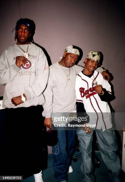 Cash Money Millionaires CEO's Slim and Baby poses for photos with rapper Juvenile at WGCI-FM radio in Chicago, Illinois in March 1999.