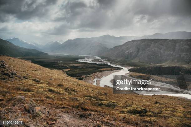 river valley in the argentinian patagonia - italy argentina stock pictures, royalty-free photos & images