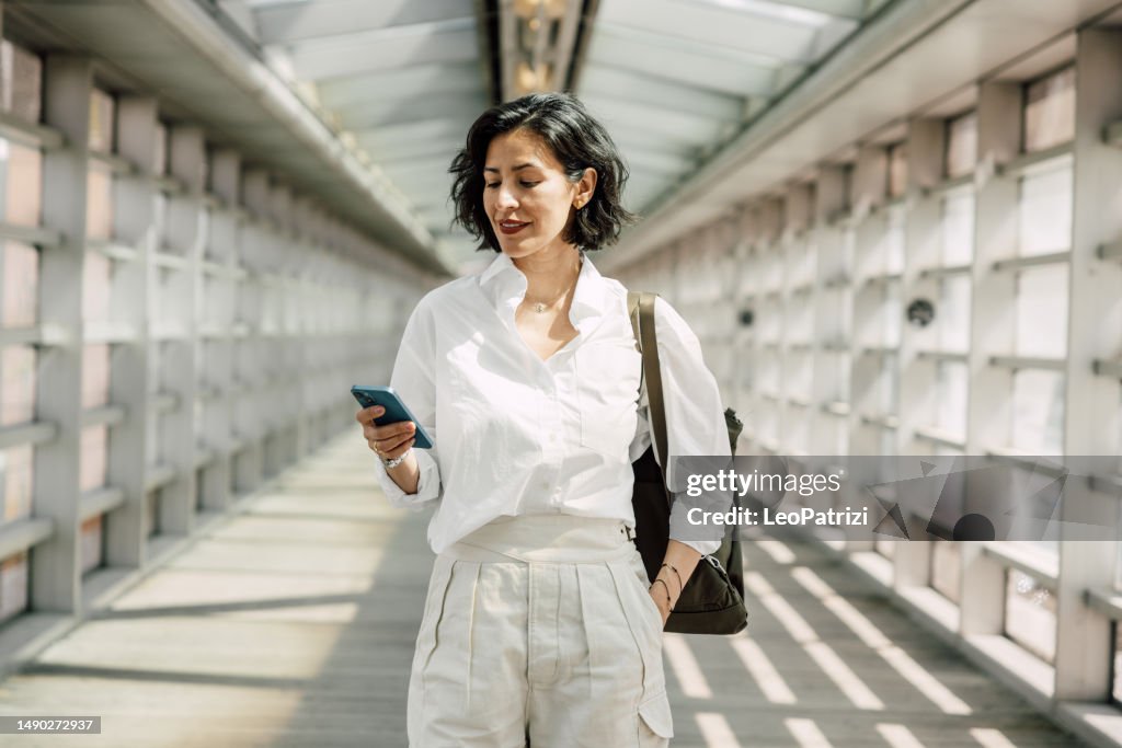 Businesswoman on her way to the office