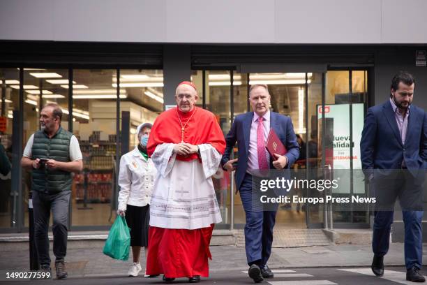 Cardinal Carlos Osoro upon his arrival at a Mass to close the Jubilee Holy Year of St. Isidore at the Royal Collegiate Church of San Isidro, on May...