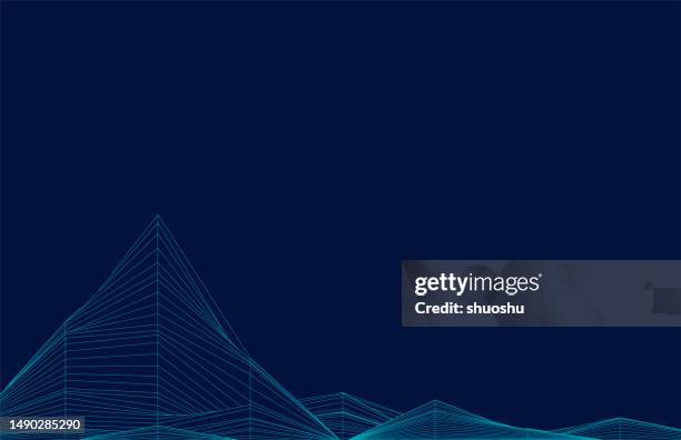 blue mountain landscape wireframe topography pattern background - wireframe landscape stock illustrations