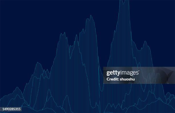 blue cyber space mountain landscape wireframe topography technology pattern background - wireframe landscape stock illustrations