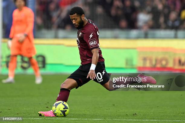 Tonny Vilhena of Salernitanduring the Serie A match between Salernitana and Atalanta BC at Stadio Arechi on May 13, 2023 in Salerno, Italy.