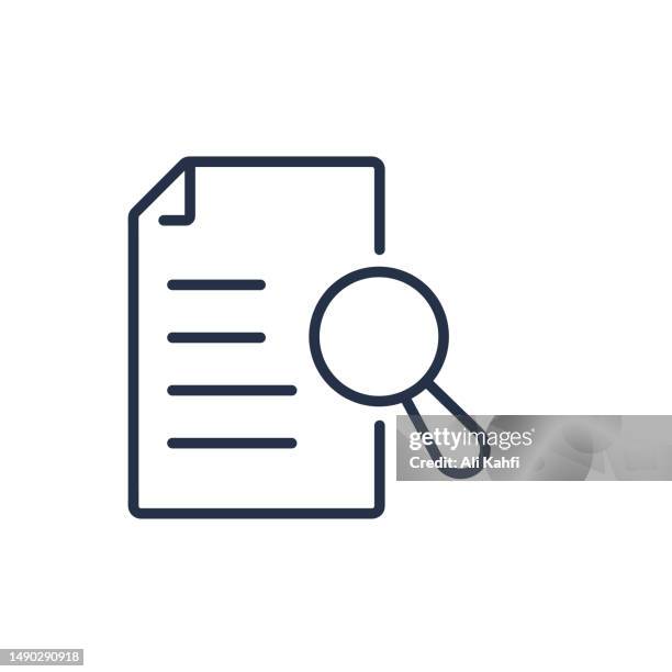 documetn search thin line icons - slim laptop stock illustrations