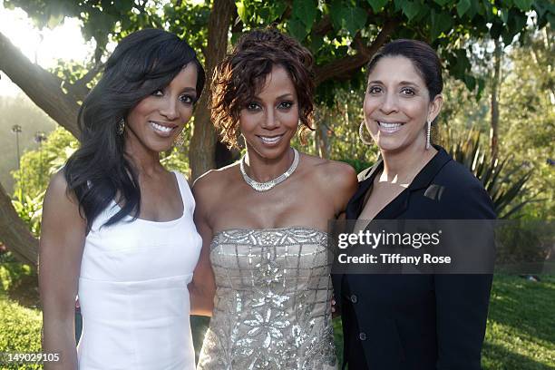 Personality Shaun Robinson, actress Holly Robinson Peete and TV personality Christine Devine attend the HollyRod Foundation's 14th Annual Design Care...