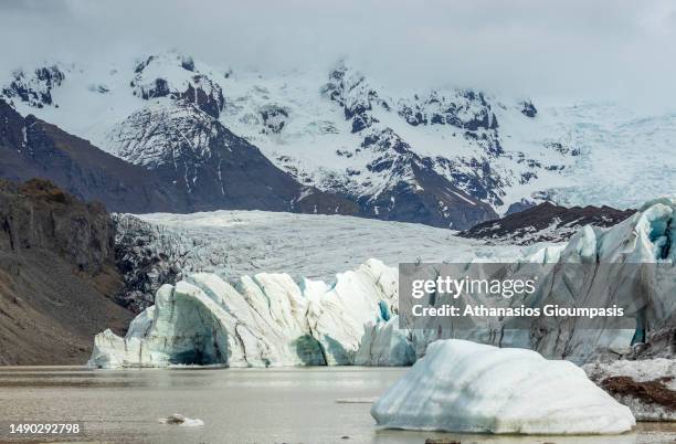 The Svinafellsjokull glacier on April 15, 2023 in Svinafellsjokull, Iceland.