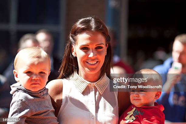 Danielle Lloyd and children attends the UK premiere of Dr Seuss' The Lorax at cineworld on July 22, 2012 in Birmingham, England.