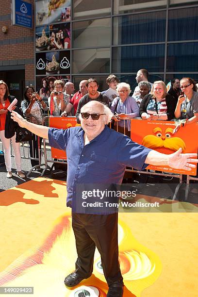 Danny Devito attends the UK premiere of Dr Seuss' The Lorax at cineworld on July 22, 2012 in Birmingham, England.