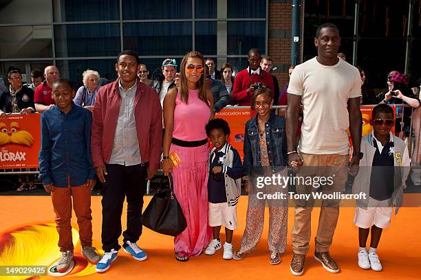 Chantelle Tagoe and Emily Heskey and children attends the UK premiere of Dr Seuss' The Lorax at cineworld on July 22, 2012 in Birmingham, England.