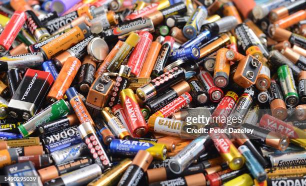 Lidl used battery recycling in store bin on May 12,2023 in London,England.