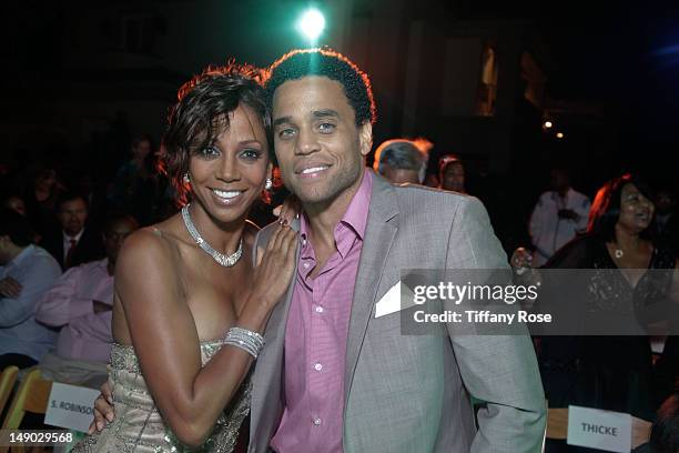 Actress Holly Robinson Peete and actor Actor Michael Ealy attend the HollyRod Foundation's 14th Annual Design Care on July 21, 2012 in Malibu,...