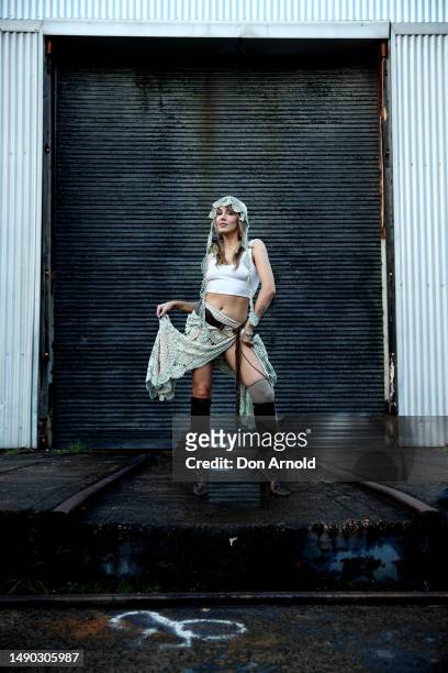 Imogen Anthony poses at Afterpay Australian Fashion Week 2023 at Carriageworks on May 15, 2023 in Sydney, Australia.