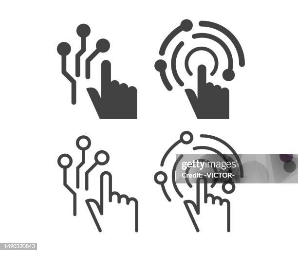 interaction and technology - illustration icons - nerve cell electrical stock illustrations