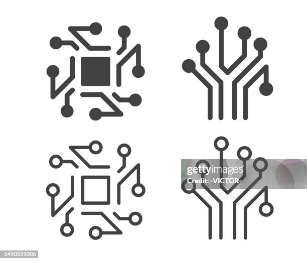 core and computer chip - illustration icons - digital core stock illustrations
