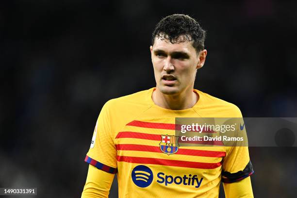 Andreas Christensen of FC Barcelona looks on during the LaLiga Santander match between RCD Espanyol and FC Barcelona at RCDE Stadium on May 14, 2023...