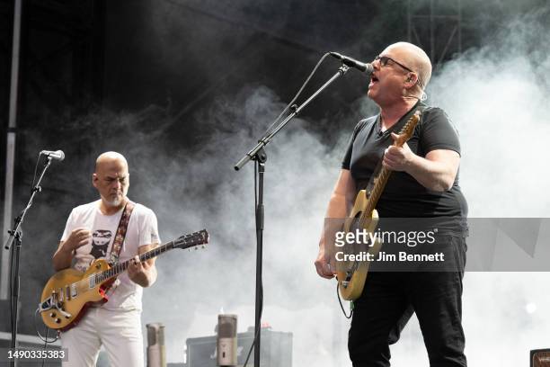 Lead guitarist Joey Santiago and lead vocalist and rhythm guitarist Black Francis of Pixies perform live on stage during Kilby Block Party on May 14,...