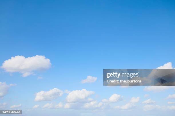 full frame shot of blue sky and clouds, abstract background - 空のみ ストックフォトと画像