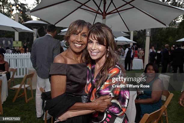 Dolores Robinson and recording artist Paula Abdul attend the HollyRod Foundation's 14th Annual Design Care on July 21, 2012 in Malibu, California.