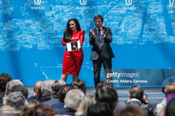 Olvido Gara receives the Honour Medal during the Gold Medal Of The Community Madrid at Madrid City Hall on May 15, 2023 in Madrid, Spain.