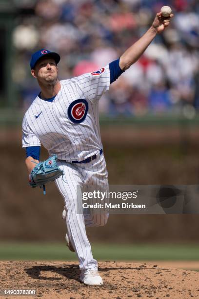 Drew Smyly of the Chicago Cubs pitches in a game against the Los Angeles Dodgers at Wrigley Field on April 21, 2023 in Chicago, Illinois.