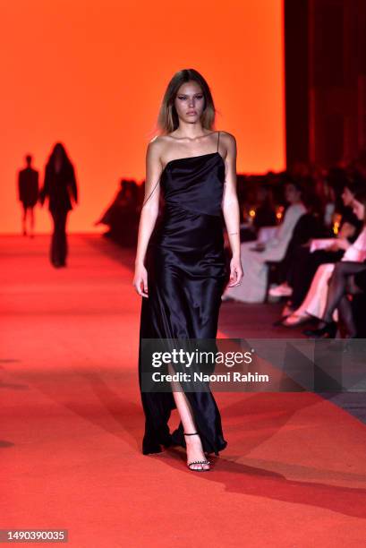 Model walks the runway during the Michael Lo Sordo - Presented by Afterpay show during Afterpay Australian Fashion Week 2023 at Carriageworks on May...