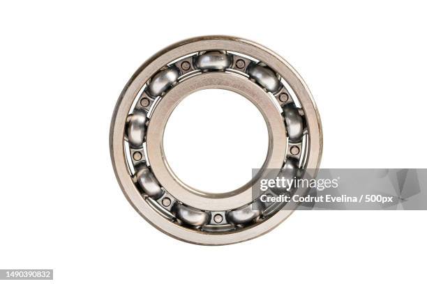 ball bearing stainless metal roller for machine industrial,angular contact isolated on white backgr,romania - bearings metal stock pictures, royalty-free photos & images