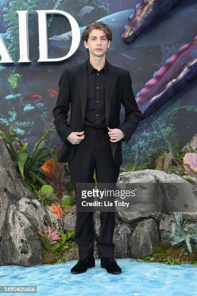 Jacob Tremblay attends the UK Premiere of "The Little Mermaid" at Odeon Luxe Leicester Square on May 15, 2023 in London, England.