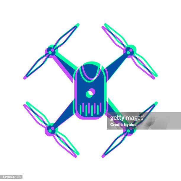 drone - quadcopter. icon with two color overlay on white background - camera sensor stock illustrations