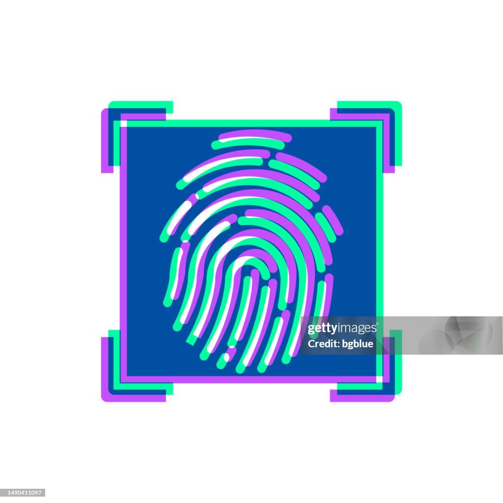 Fingerprint scanner. Icon with two color overlay on white background