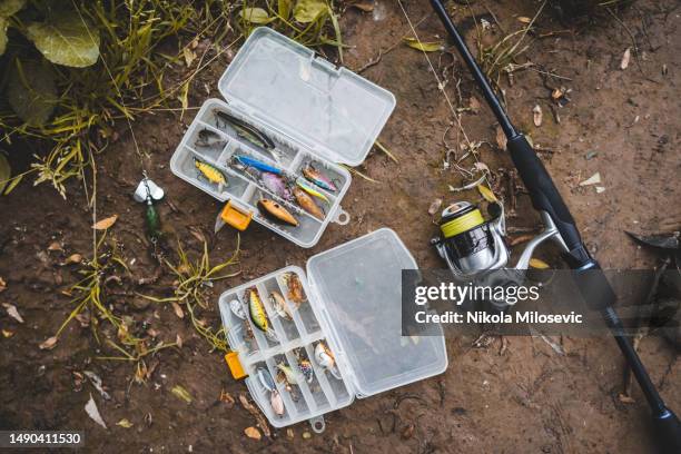 fishing gear - plastic rod stock stock pictures, royalty-free photos & images