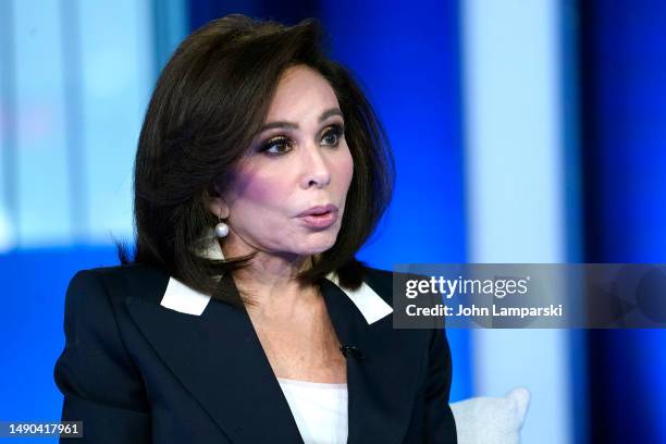 Judge Jeanine Pirro interviews attorney Steve Raiser at Fox New Channel's "The Five" at Fox News Channel Studios on May 15, 2023 in New York City....