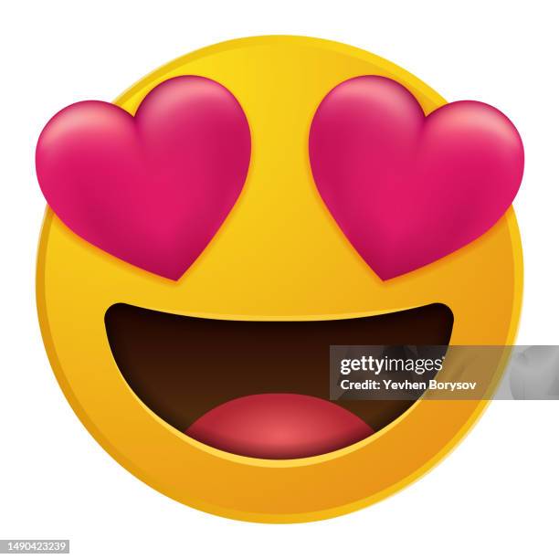 smiling face with heart eyes large size of yellow emoji smile - emoticon stock pictures, royalty-free photos & images