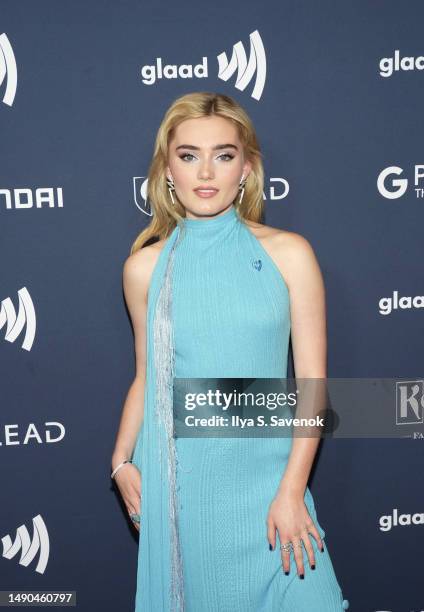 Meg Donnelly attends the 34th Annual GLAAD Media Awards at New York Hilton on May 13, 2023 in New York City.