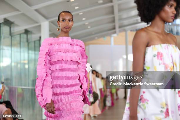 Models walk the runway during the Aje show during Afterpay Australian Fashion Week 2023 at the Sydney Modern Project on May 16, 2023 in Sydney,...