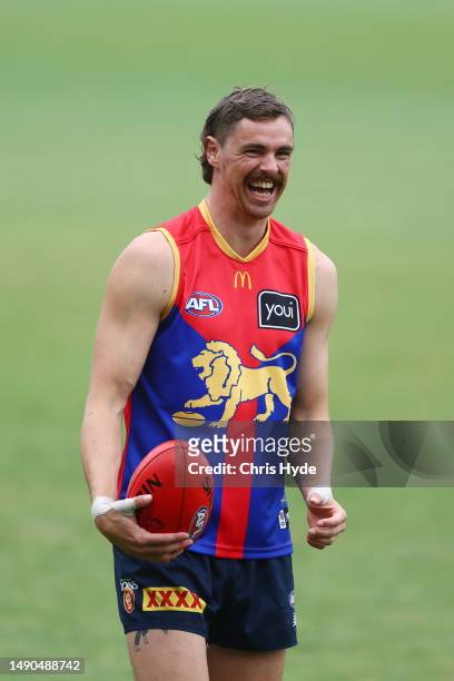 Joe Daniher of the Lions during a Brisbane Lions AFL training session at Brighton Homes Arena on May 16, 2023 in Brisbane, Australia.