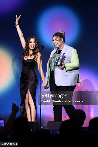 Vetzabe Rivera and Kailyn Lowry speak onstage during the 27th Annual Webby Awards on May 15, 2023 in New York City.